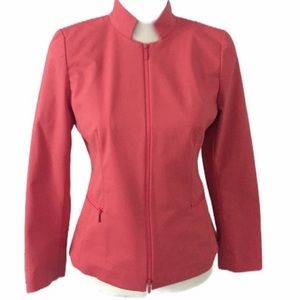 Lafayette 148 NY Moto Jacket Barbie Pink Mimi Zip Up blazer coat womens 4